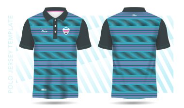 Futbol forması, futbol takımı, golf, tenis, spor kıyafetleri için tişört, turkuaz turkuaz ve pembe şablon. üniforma ön ve arka görünüm.