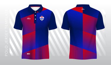Polo spor forması şablonu için soyut kırmızı ve mavi arkaplan ve desen