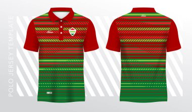 Kırmızı ve yeşil polo spor tişörtü süsleme şablonu