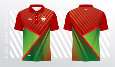 Kırmızı ve yeşil polo spor tişörtü süsleme şablonu