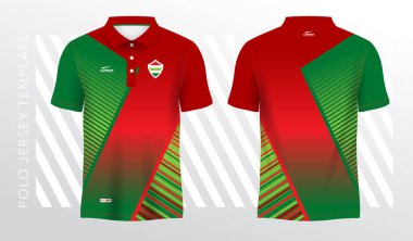 Kırmızı ve yeşil polo spor tişörtü süsleme şablonu