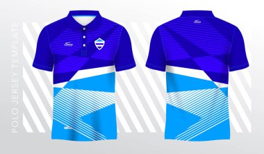 Polo spor forması şablonu için süblimleşen mavi gömlek
