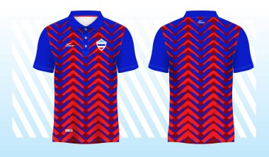 Mavi kırmızı polo spor tişört süsleme şablonu