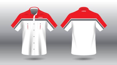 red and white short sleeve work shirt clipart