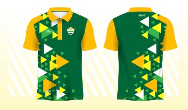 yeşil sarı polo spor gömlek süblimleşme forması şablon tasarım modeli