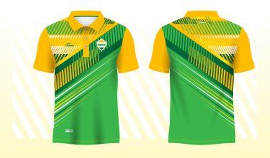 yeşil sarı polo spor gömlek süblimleşme forması şablon tasarım modeli