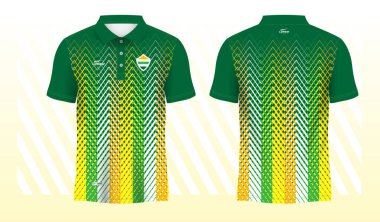 yeşil sarı polo spor gömlek süblimleşme forması şablon tasarım modeli