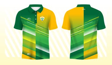 yeşil sarı polo spor gömlek süblimleşme forması şablon tasarım modeli