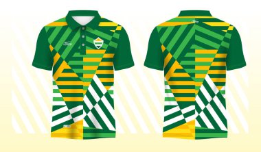 yeşil sarı polo spor gömlek süblimleşme forması şablon tasarım modeli