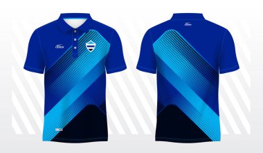 Mavi polo spor gömleği süblimleşme forması şablon tasarım modeli