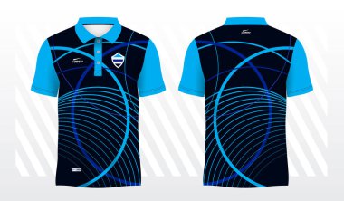 Mavi polo spor gömleği süblimleşme forması şablon tasarım modeli
