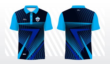 Mavi polo spor gömleği süblimleşme forması şablon tasarım modeli