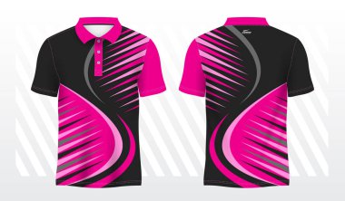 Pembe ve siyah polo tişört spor forması tasarımı