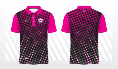 Pembe ve siyah polo tişört spor forması tasarımı