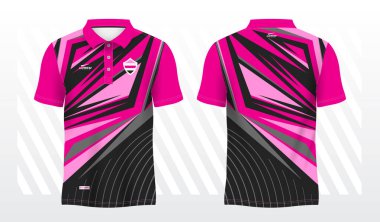 Pembe ve siyah polo tişört spor forması tasarımı
