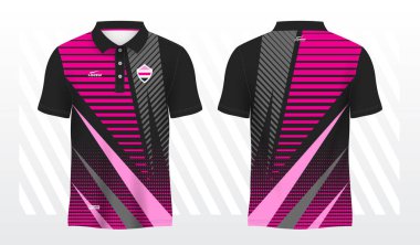 Pembe ve siyah polo tişört spor forması tasarımı