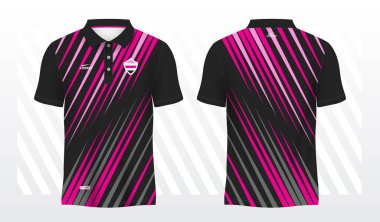 Pembe ve siyah polo tişört spor forması tasarımı