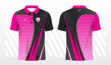 Pembe ve siyah polo tişört spor forması tasarımı