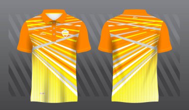 Polo spor forması şablonu için sarı ve turuncu süblimleşme gömleği