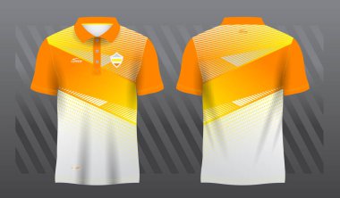 Polo spor forması şablonu için sarı ve turuncu süblimleşme gömleği