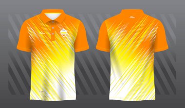 Polo spor forması şablonu için sarı ve turuncu süblimleşme gömleği