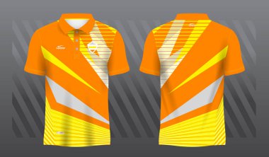 Polo spor forması şablonu için sarı ve turuncu süblimleşme gömleği
