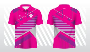 mor ve pembe polo spor süsleme forması şablonu