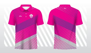 mor ve pembe polo spor süsleme forması şablonu
