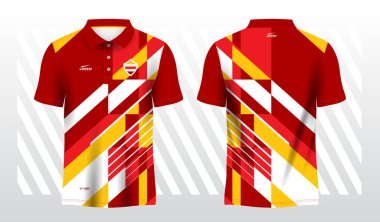 kırmızı ve sarı polo spor tişört süsleme şablonu