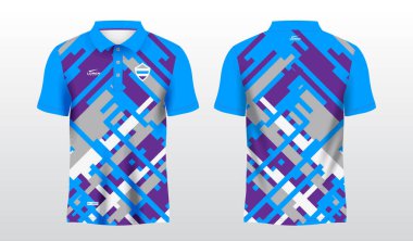 Polo spor forması şablonu için soyut mavi süblimleşme gömleği