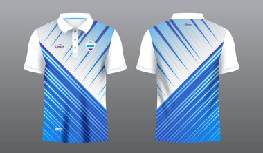 Polo spor forması şablonu için soyut mavi süblimleşme gömleği
