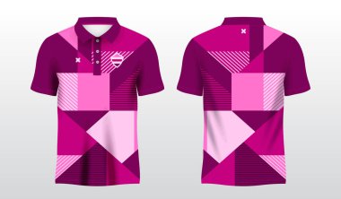 Pembe ve mor polo spor tişörtü.