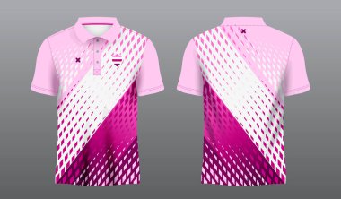 Pembe ve mor polo spor tişörtü.