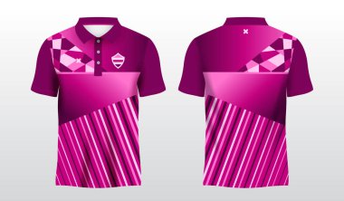 Pembe ve mor polo spor tişörtü.