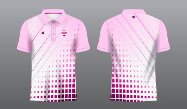 Pembe ve mor polo spor tişörtü.