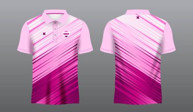 Pembe ve mor polo spor tişörtü.