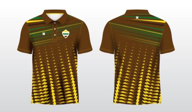 Kahverengi yeşil ve sarı polo tişört süsleme forması şablonu
