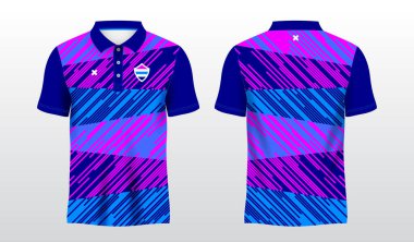mor ve mavi spor polo tişörtü süsleme şablonu