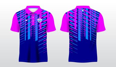 mor ve mavi spor polo tişörtü süsleme şablonu