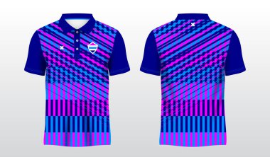 mor ve mavi spor polo tişörtü süsleme şablonu