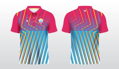 Spor polo tişörtü süsleme forması şablonu için kırmızı ve sarı arkaplan