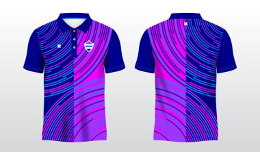 mor ve mavi spor polo tişörtü süsleme şablonu