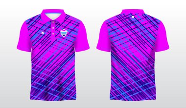 mor ve mavi spor polo tişörtü süsleme şablonu