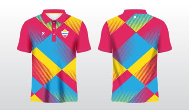 Spor polo tişörtü süsleme forması şablonu için kırmızı ve sarı arkaplan