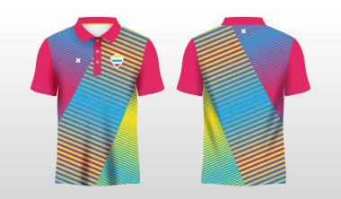 Spor polo tişörtü süsleme forması şablonu için kırmızı ve sarı arkaplan
