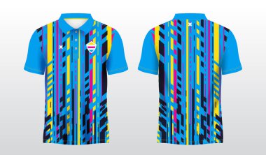 soyut mavi pembe ve sarı polo tişört süsleme forması şablonu