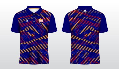 soyut kırmızı mavi ve sarı polo tişört süsleme forması şablonu