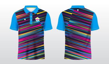 soyut mavi pembe ve sarı polo tişört süsleme forması şablonu