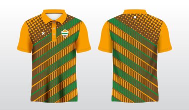 soyut karışım renk kahverengi yeşil ve sarı polo spor gömlek süblimleşme forma şablonu