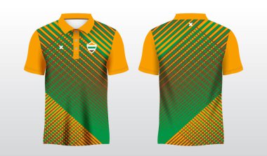 soyut karışım renk kahverengi yeşil ve sarı polo spor gömlek süblimleşme forma şablonu